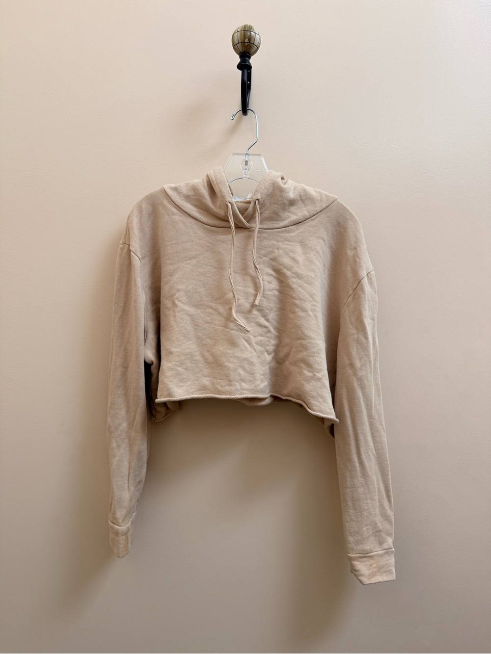 Meshki Cropped Hoodie in Beige